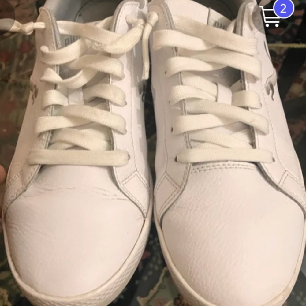 PUMA Women “SMASH-CAT” Leather Lace-up casual sneakers  EUC!